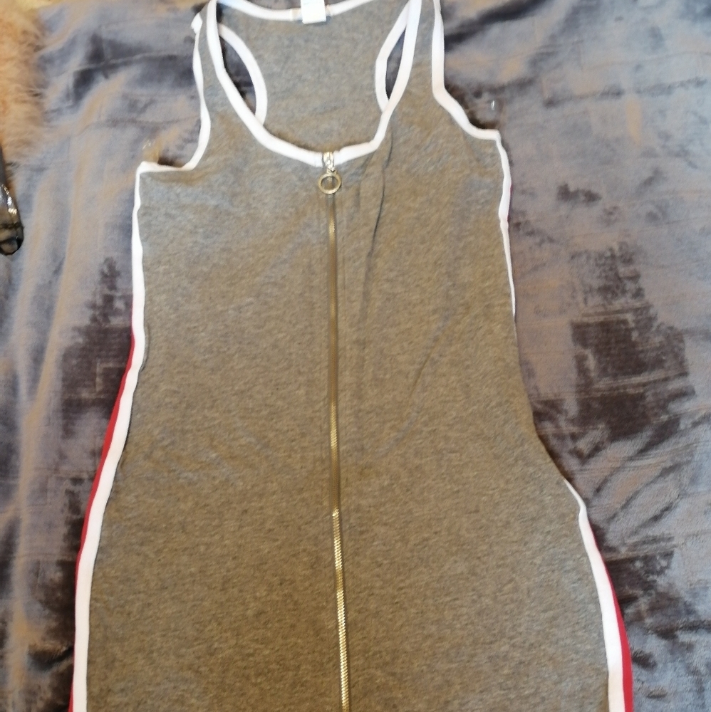 Fitted Grey/Golden yellow short dress